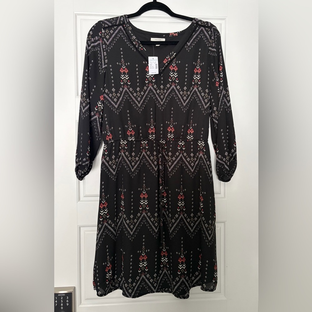 Maurices Black Dress with pink and White Accents